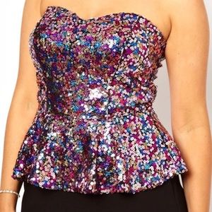STUNNING Sequin Peplum Top SZ 22 ASOS